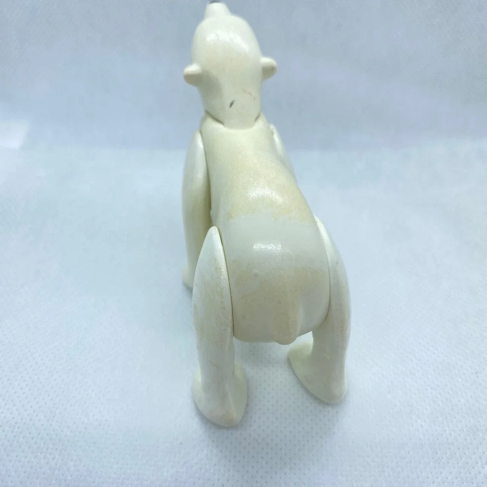Vintage 1986 Playmobil Polar Bear Articulated Figure with Fish Accessory Cream